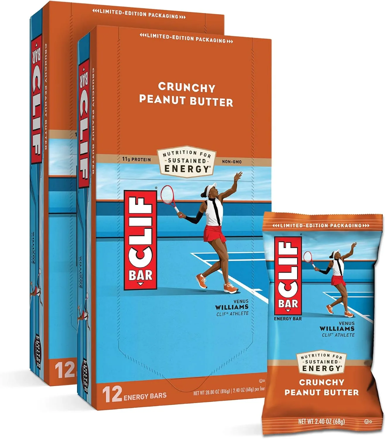 Clif Bars - Energy Bars - Crunchy Peanut Butter - Made with Organic Oats - Plant Based Food - Vegetarian