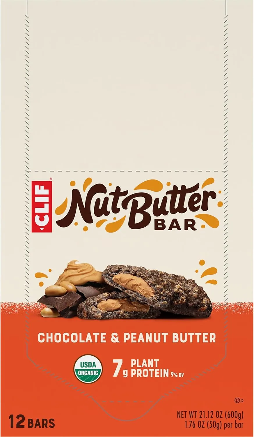 Clif Bar - Nut Butter Bar - Organic Snack Bars - Chocolate Peanut Butter - Organic - Plant Protein