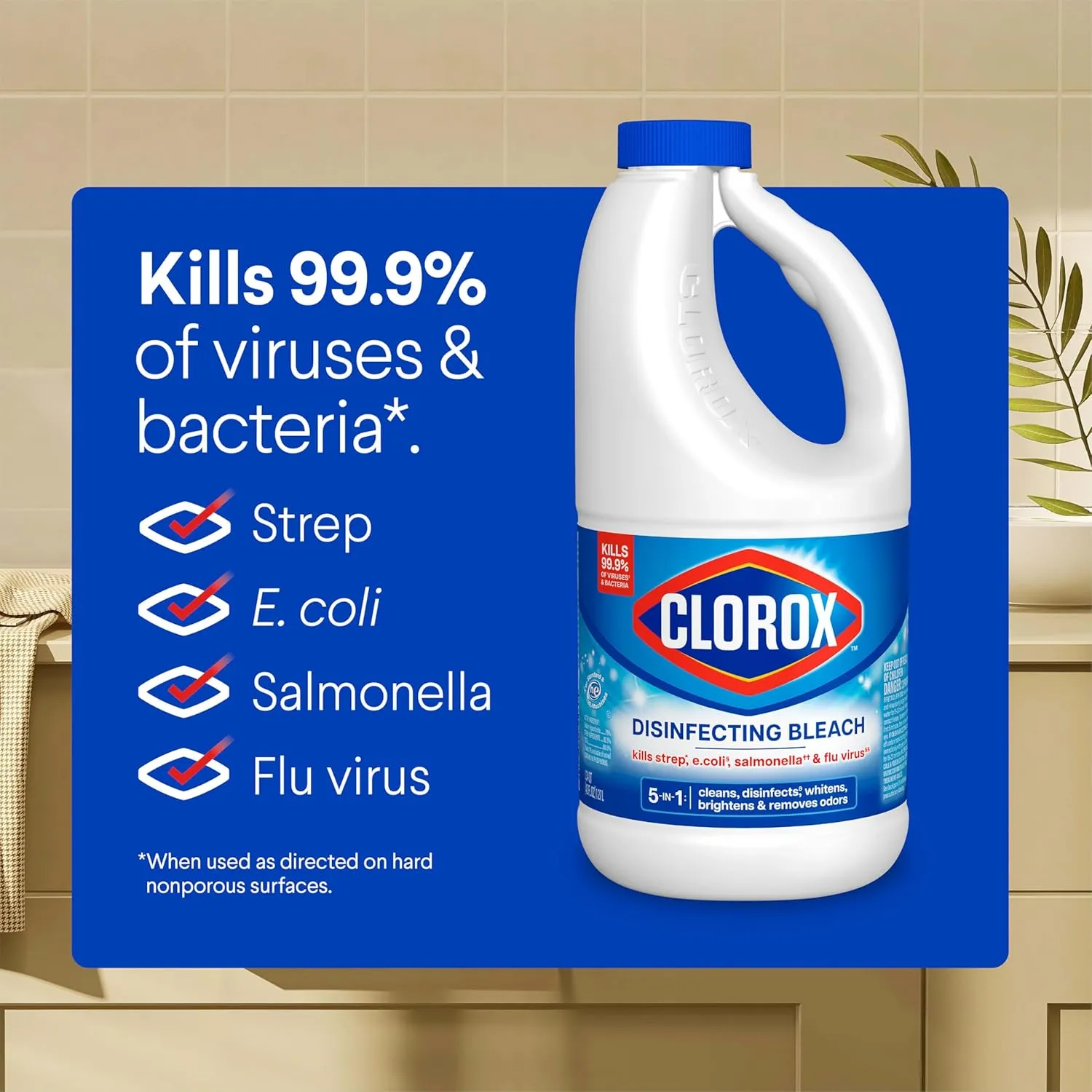 CLOROX Disinfecting Bleach, Concentrated Formula, Regular - 43 Fl oz