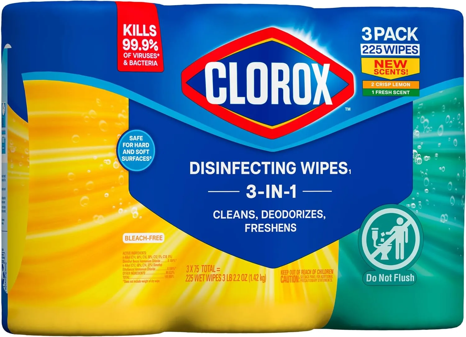 Clorox Disinfecting Wipes Value Pack, Cleaning Wipes, 75 Count Each, Pack of 3 (Package May Vary) Standard Packaging