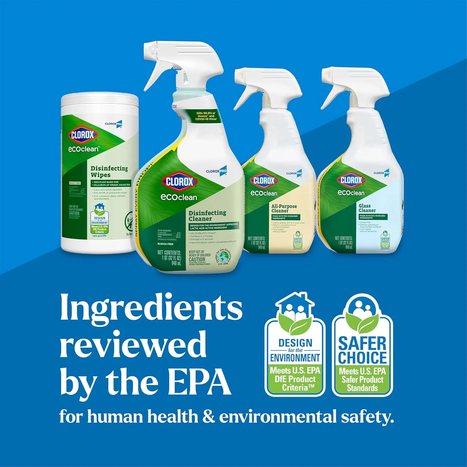 Clorox CloroxPro EcoClean Disinfecting Cleaner Refill, 128 Fluid Ounces 128 Fl Oz (Pack of 1)