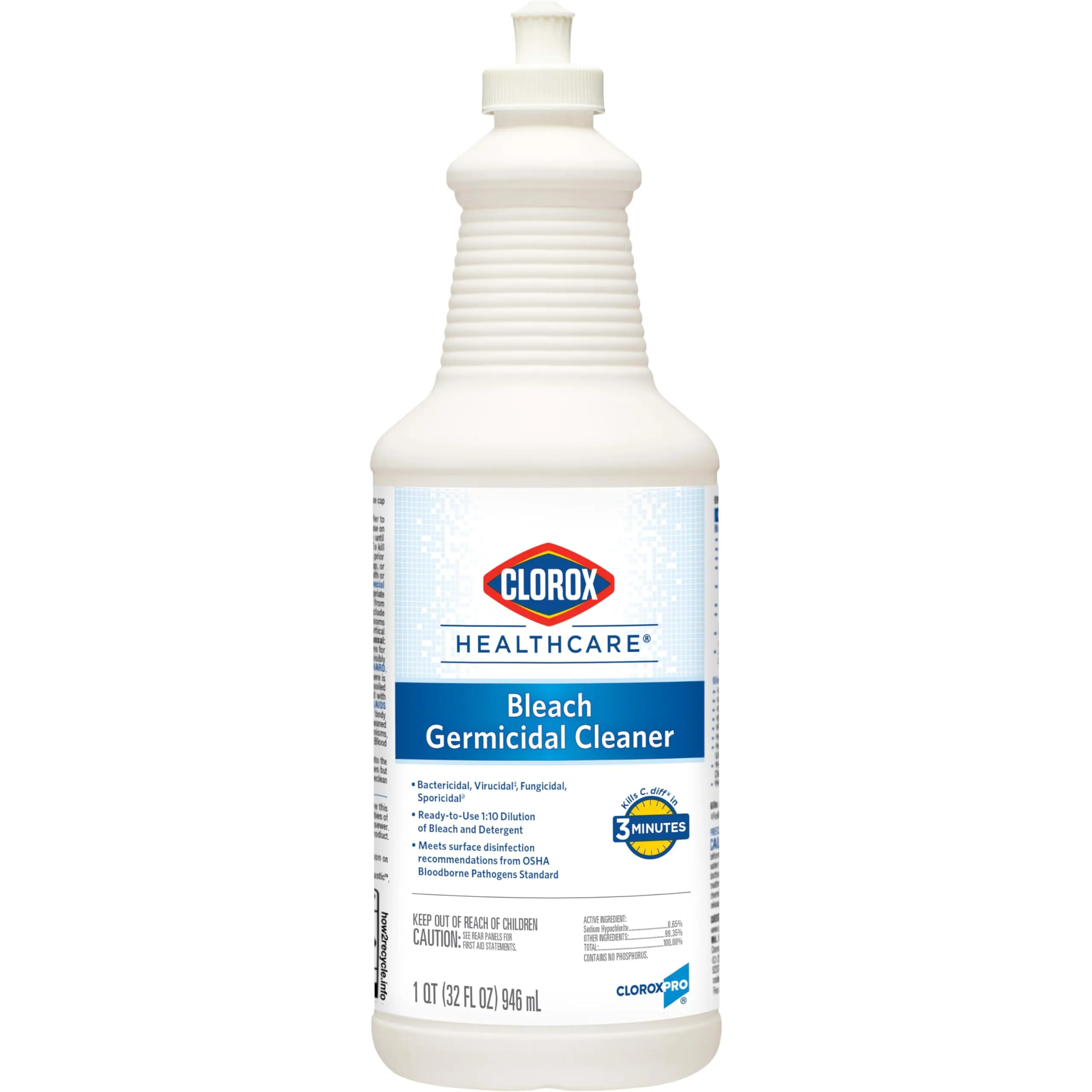 Clorox Healthcare Bleach Germicidal Cleaner, 32 fl oz, Case of 6