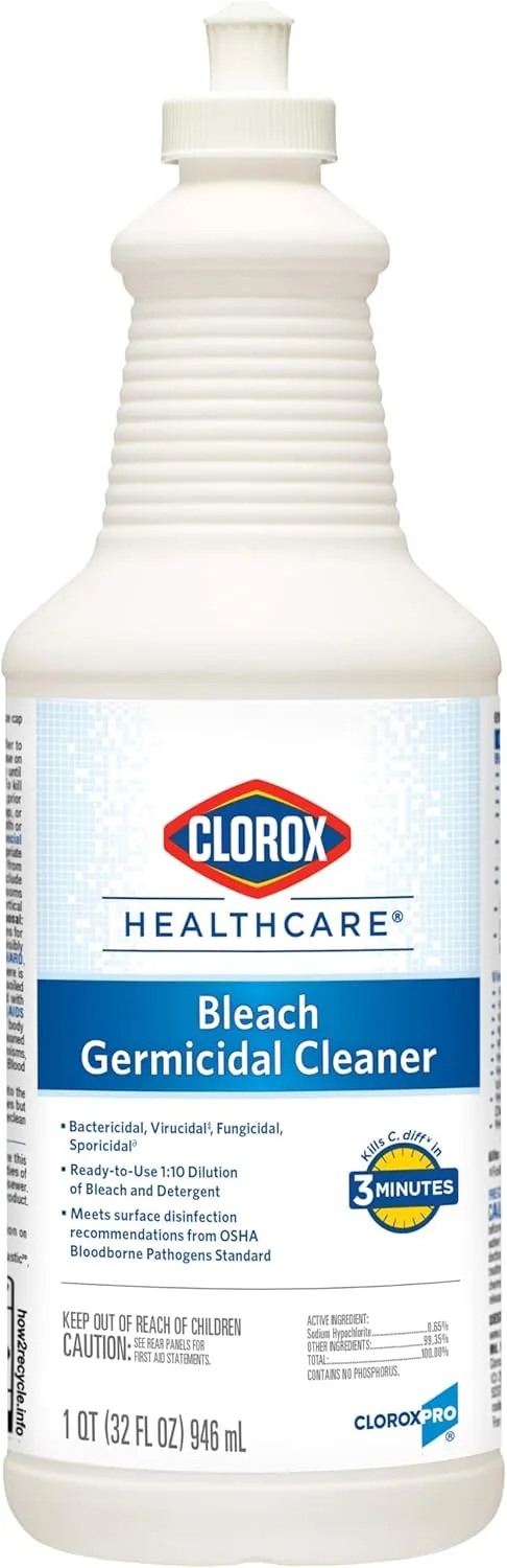 Clorox Healthcare Bleach Germicidal Cleaner, 32 fl oz, Case of 6