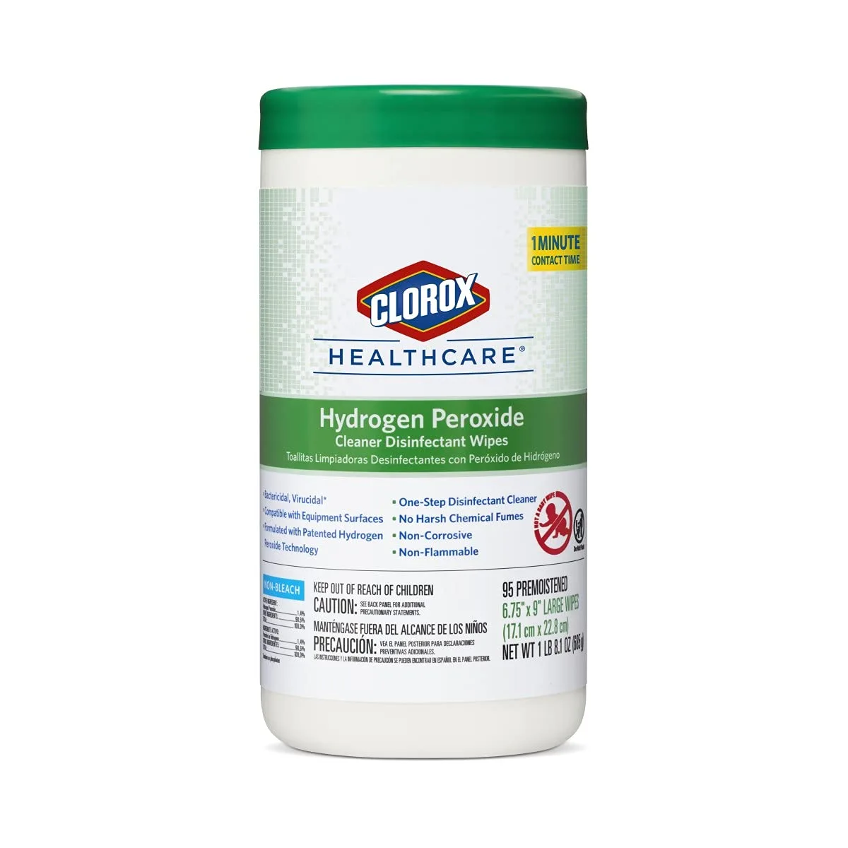 Clorox Healthcare Hydrogen Peroxide Cleaner Disinfectant Wipes, 6.75" x 9", 95 Count (Package May Vary) 95 Count (Pack of 1)