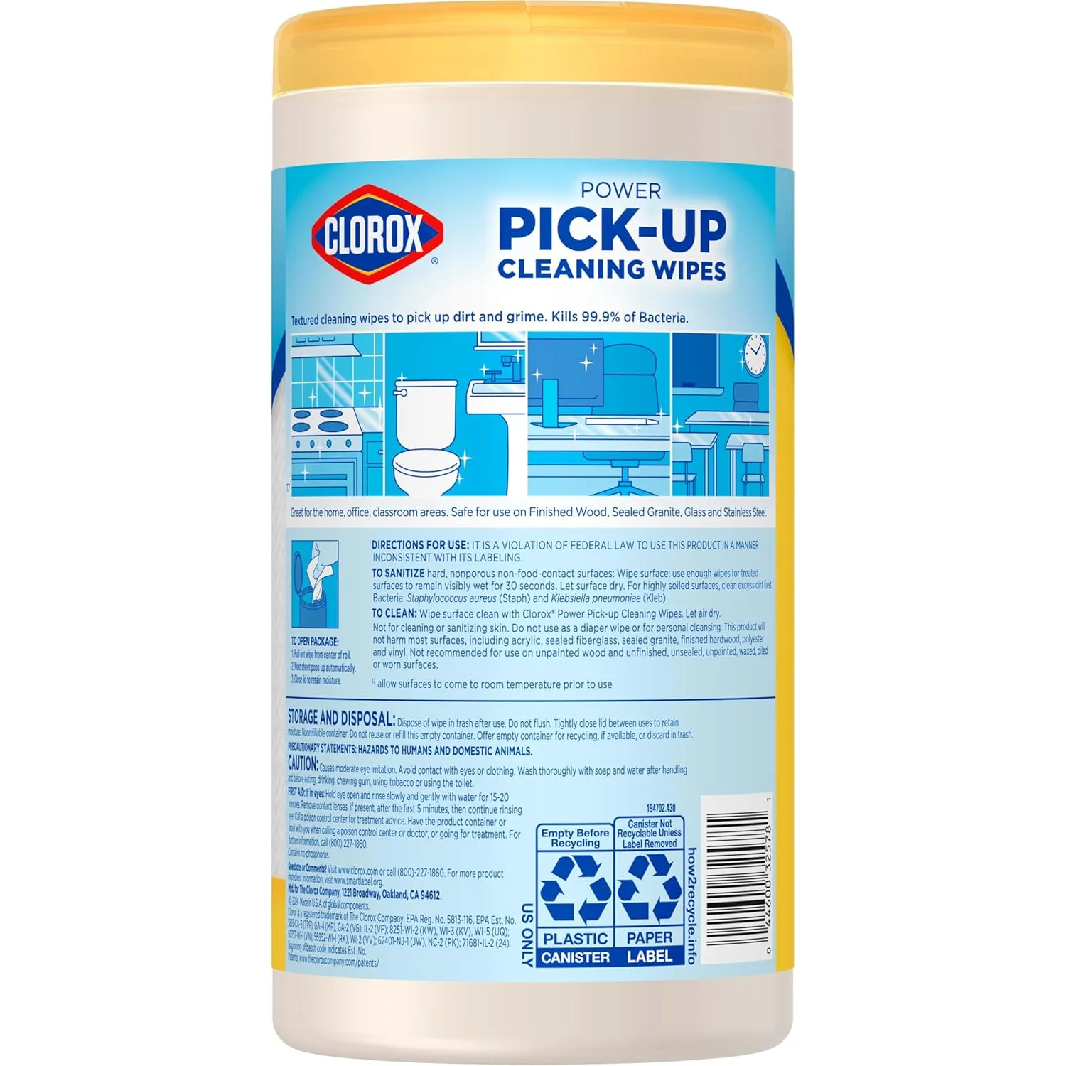 CLOROX Power Pick-Up Cleaning Wipes, Lemon Verbena - 75 Count