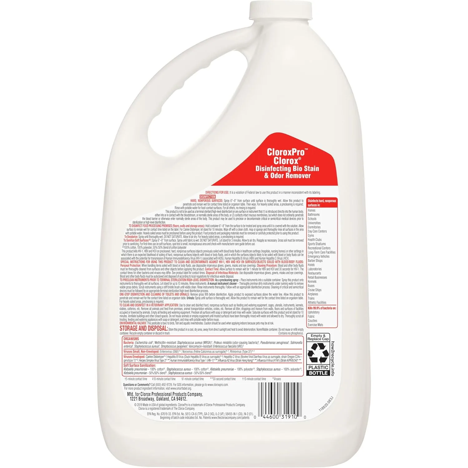 CloroxPro Clorox Disinfecting Bio Stain and Odor Remover Refill, 128 Fluid Ounces (Packaging May Vary)