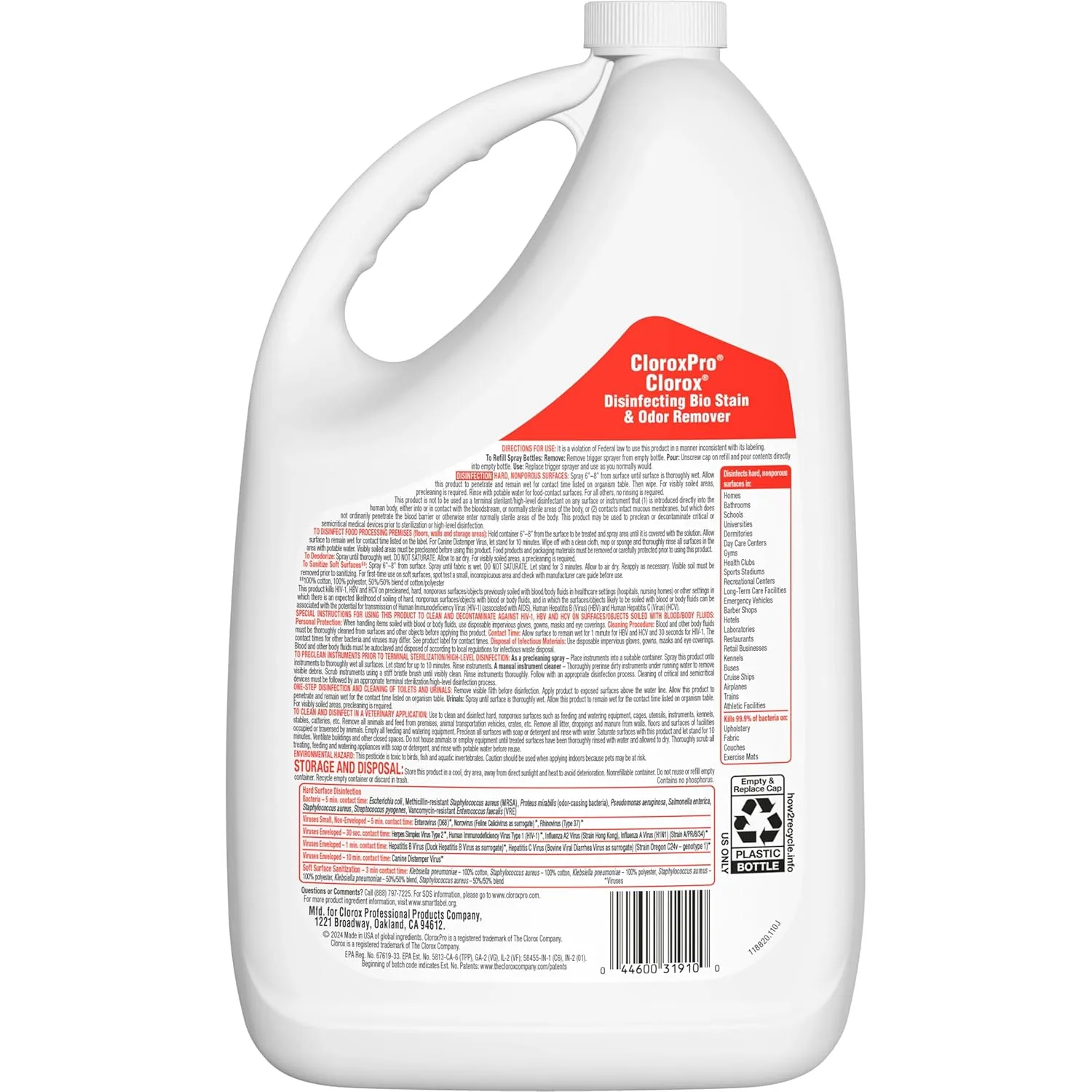 CloroxPro Clorox Disinfecting Bio Stain and Odor Remover Refill, 128 Fluid Ounces (Packaging May Vary)
