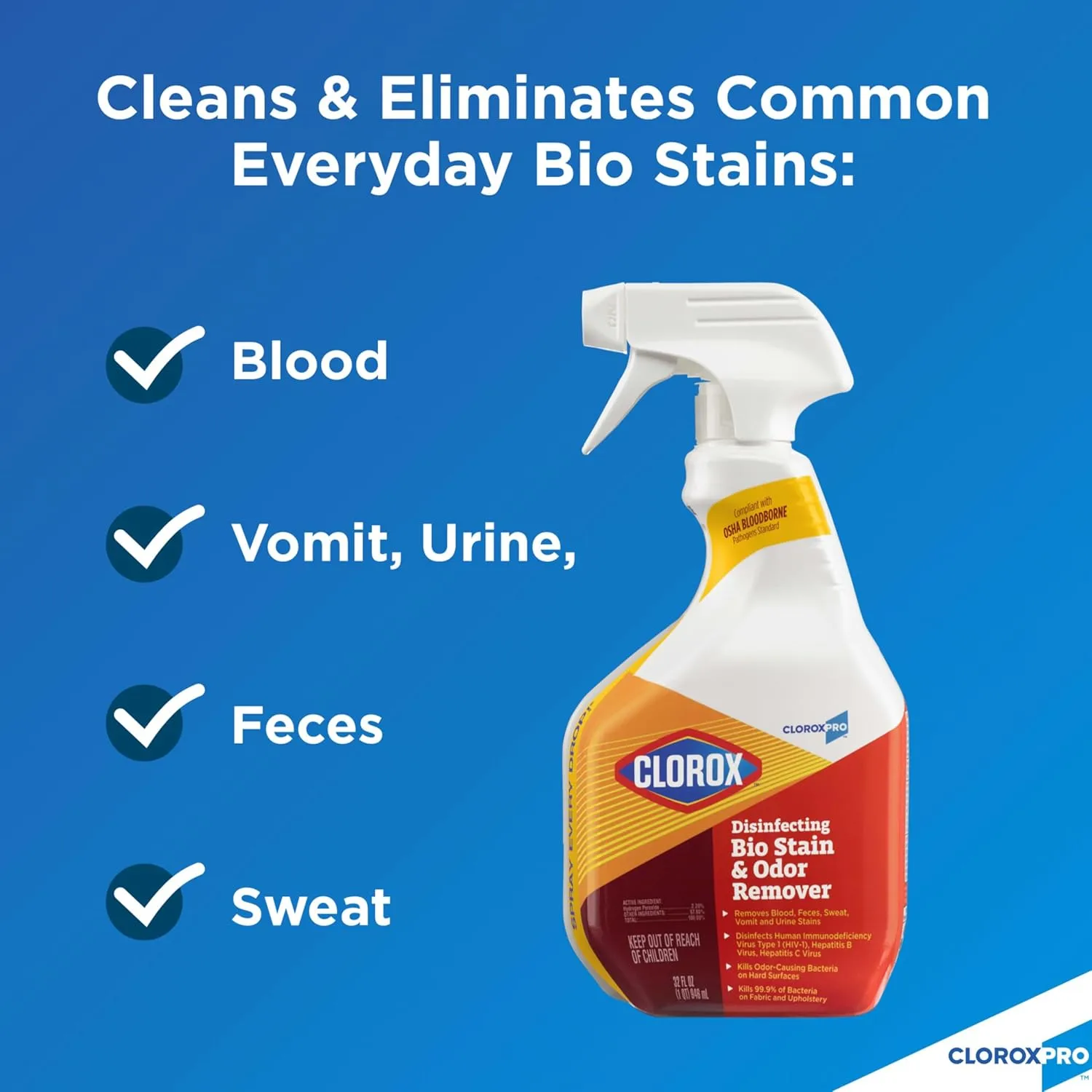 CloroxPro Clorox Disinfecting Bio Stain and Odor Remover Refill, 128 Fluid Ounces (Packaging May Vary)