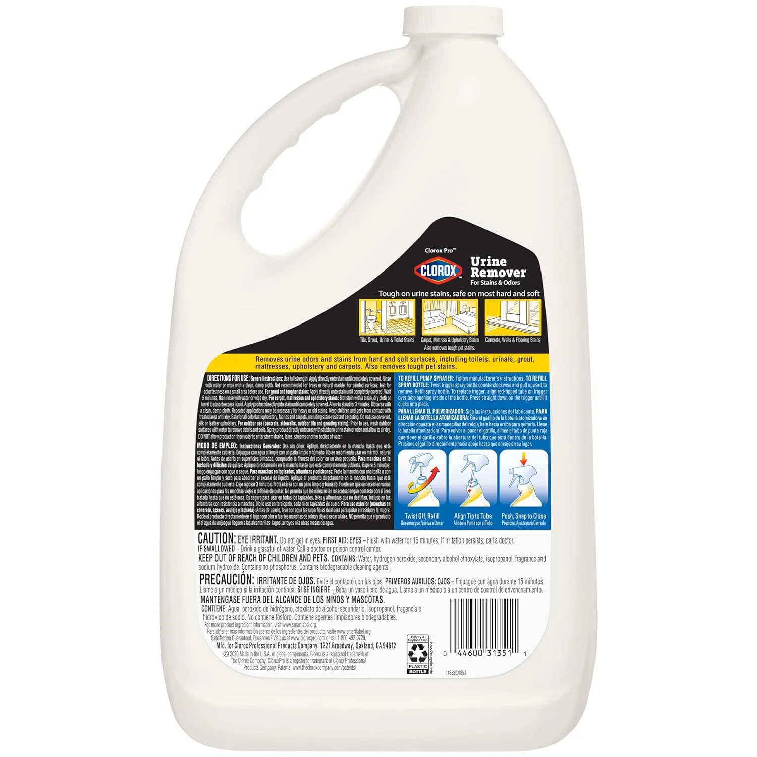 CloroxPro Urine Remover for Stains and Odors Refill, 128 Ounces (Package May Vary)