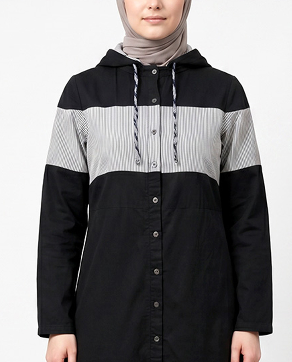URBAN STRIPES DETACHABLE HOOD JILBAB