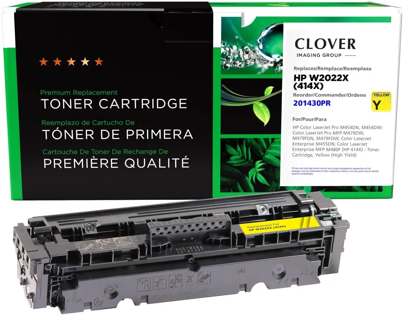 Clover Remanufactured High Yield Toner Cartridge (Reused OEM Chip) Replacement for HP 414X (W2022X) | Yellow