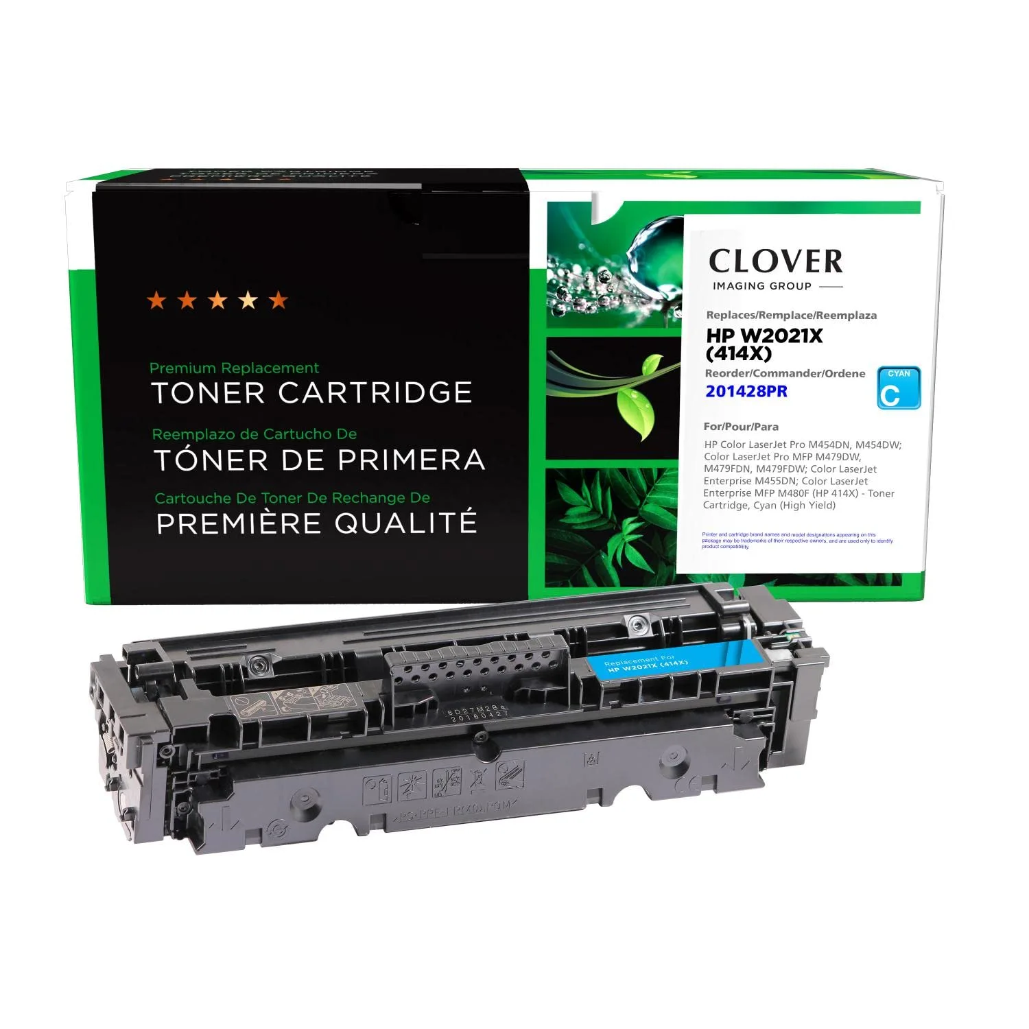 Clover Remanufactured High Yield Toner Cartridge (Reused OEM Chip) Replacement for HP 414X (W2021X) Cyan