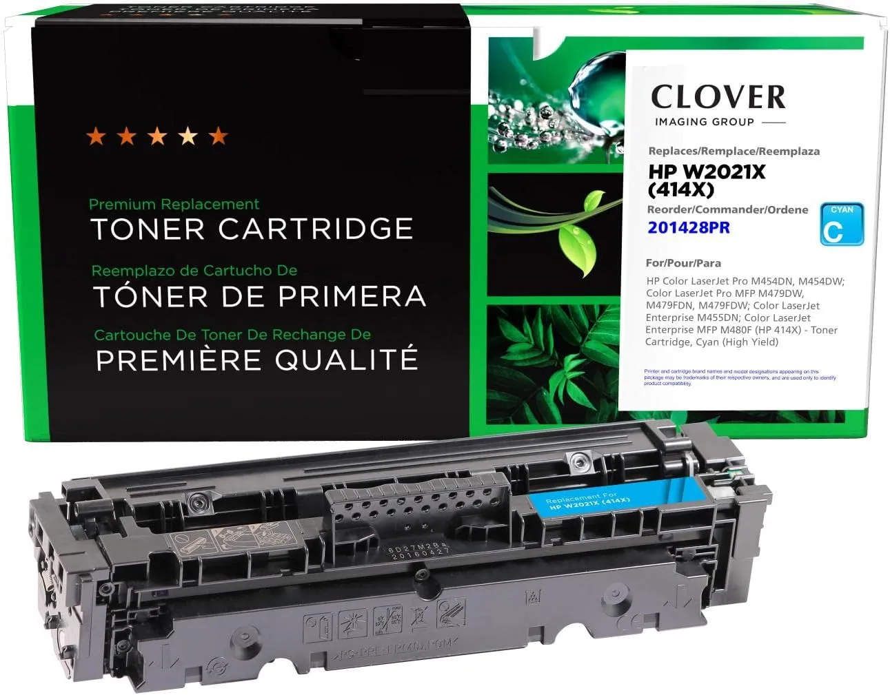 Clover Remanufactured High Yield Toner Cartridge (Reused OEM Chip) Replacement for HP 414X (W2021X) Cyan