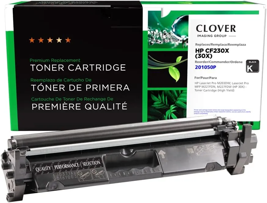 Clover Remanufactured Toner Cartridge Replacement for HP CF230X (HP 30X) | Black | High Yield