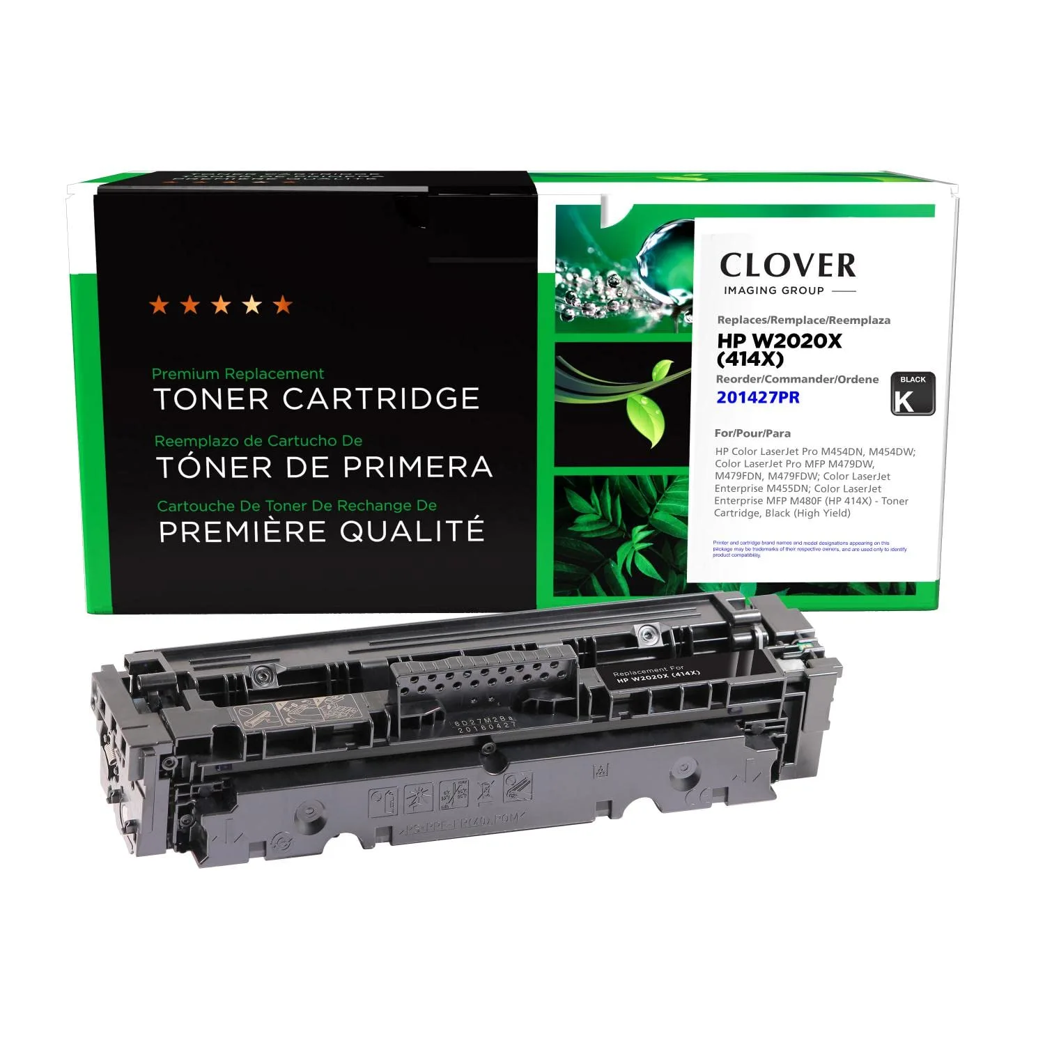 Clover Remanufactured High Yield Toner Cartridge (Reused OEM Chip) Replacement for HP 414X (W2020X) Black