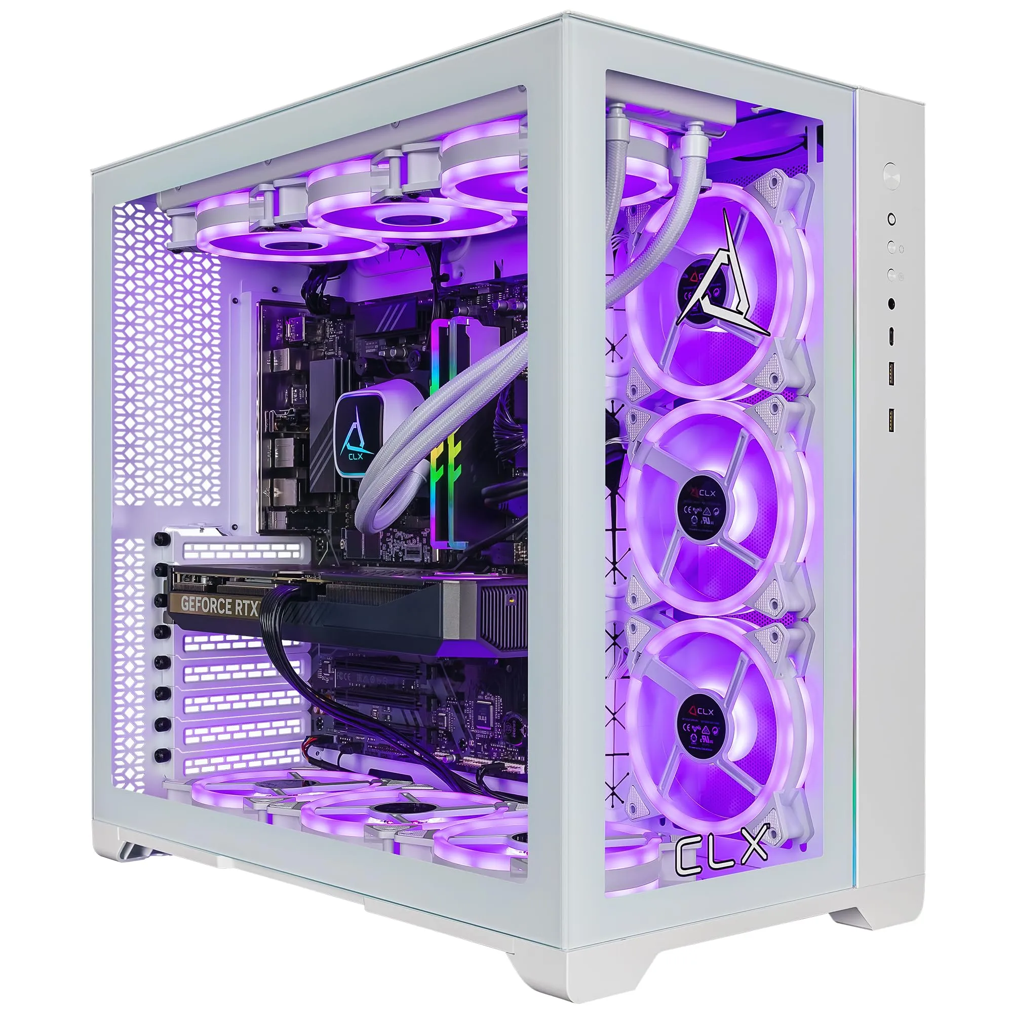 CLX Set Gaming PC - AMD Ryzen 7 7800X3D 4.2GHz, GeForce RTX 5070, 2TB NVMe M.2 SSD, 6TB HDD, 64GB DDR5 RGB Memory, 360mm AIO, WiFi, Windows 11 Home, White