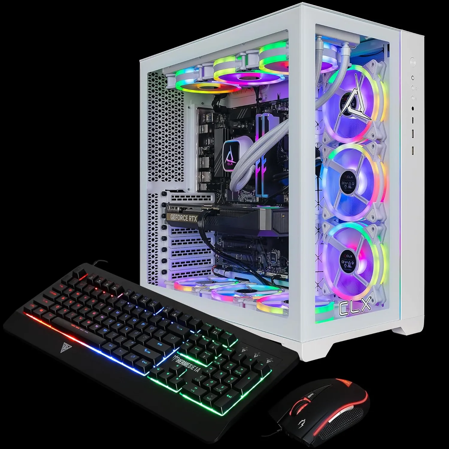 CLX Set Gaming PC - AMD Ryzen 7 7800X3D 4.2GHz, GeForce RTX 5070, 2TB NVMe M.2 SSD, 6TB HDD, 64GB DDR5 RGB Memory, 360mm AIO, WiFi, Windows 11 Home, White