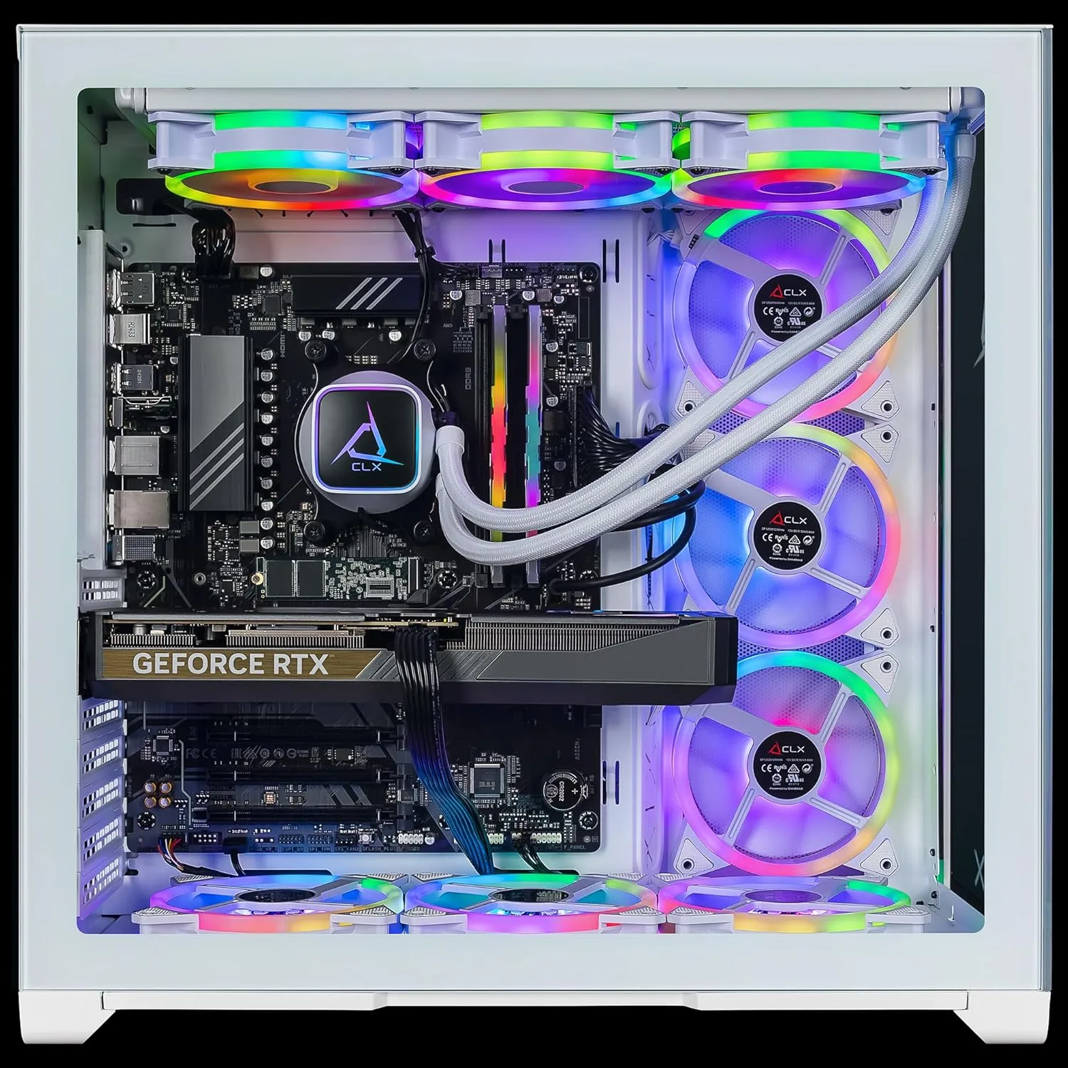 CLX Set Gaming PC - AMD Ryzen 7 7800X3D 4.2GHz, GeForce RTX 5070, 2TB NVMe M.2 SSD, 6TB HDD, 64GB DDR5 RGB Memory, 360mm AIO, WiFi, Windows 11 Home, White