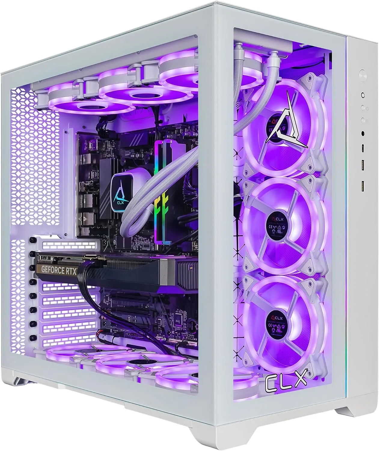 CLX Set Gaming PC - AMD Ryzen 7 7800X3D 4.2GHz, GeForce RTX 5070, 2TB NVMe M.2 SSD, 6TB HDD, 64GB DDR5 RGB Memory, 360mm AIO, WiFi, Windows 11 Home, White