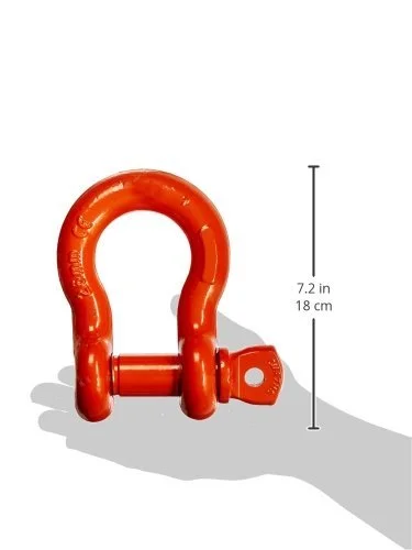 CM M654P Super Strong Anchor Shackle with Orange Powder Coated Screw Pin, 10 Ton Work Load Limit, 1" Size