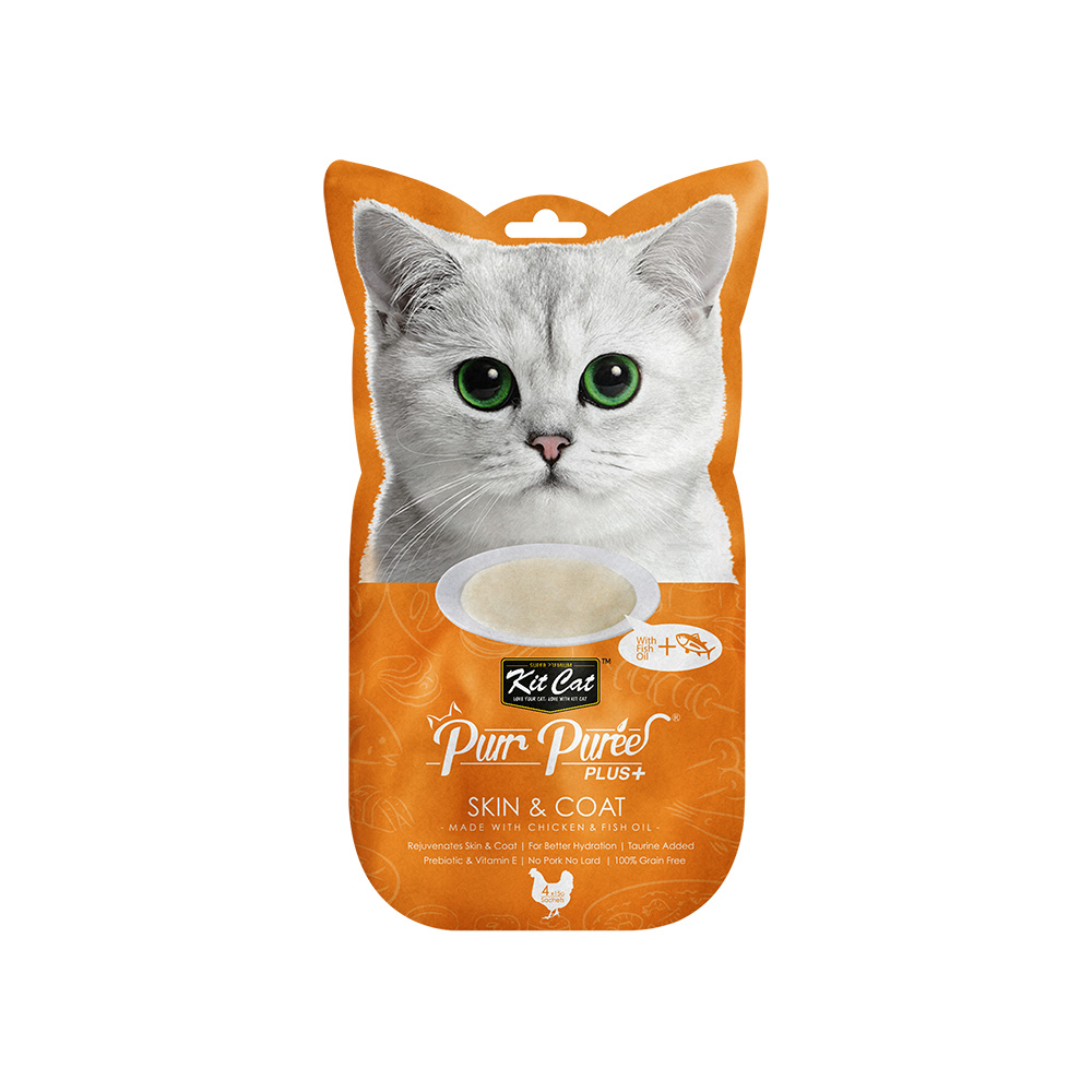 Kit Cat Puree Plus Skin & Coat Chicken & Fish Oil Kit Cat Puree Plus Skin & Coat Chicken & Fish Oil