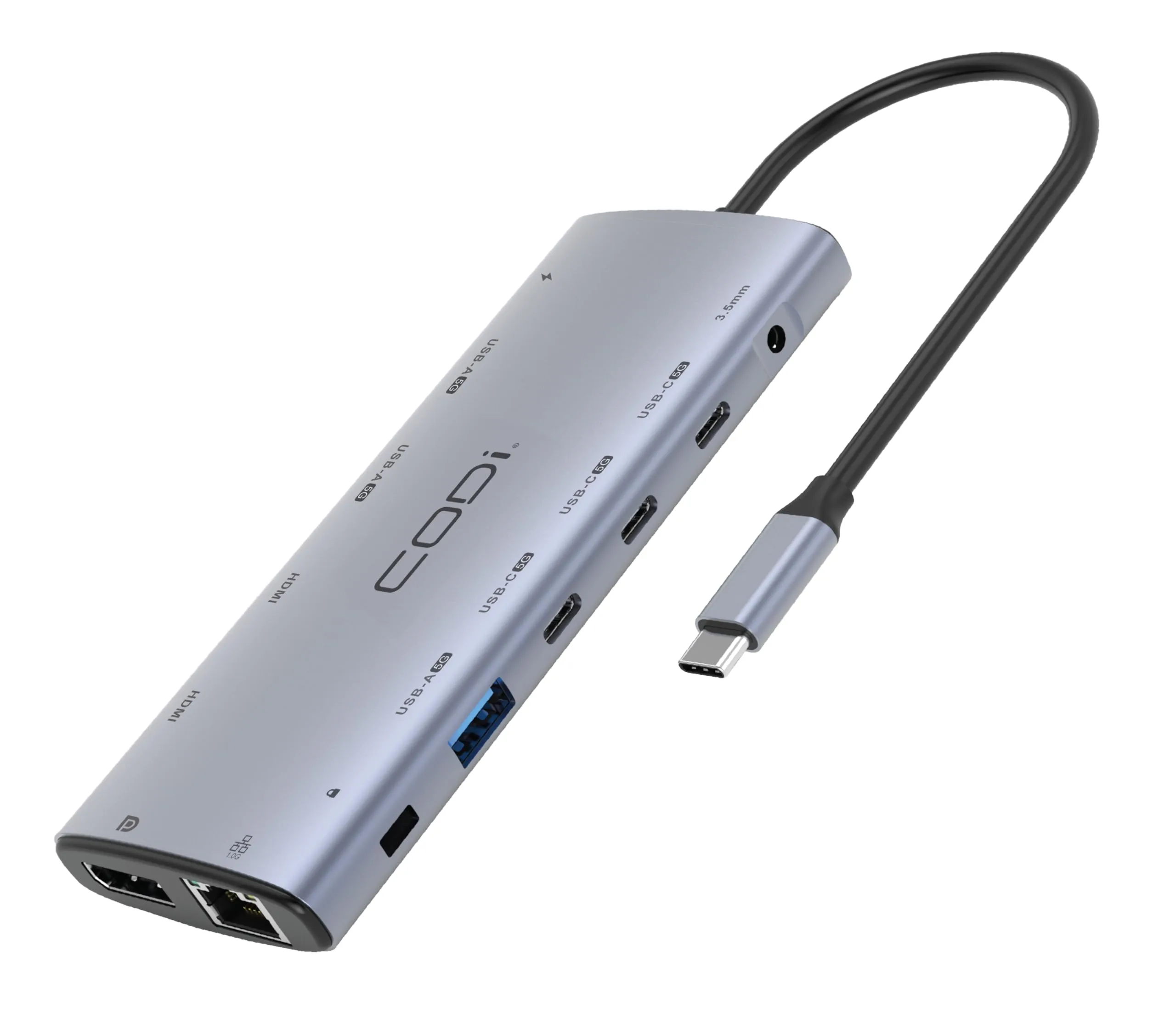 CODi 12-in-1 Multi-Port USB-C Hub | Dual HDMI, DisplayPort, USB-A, USB-C, Ethernet, and Power Delivery