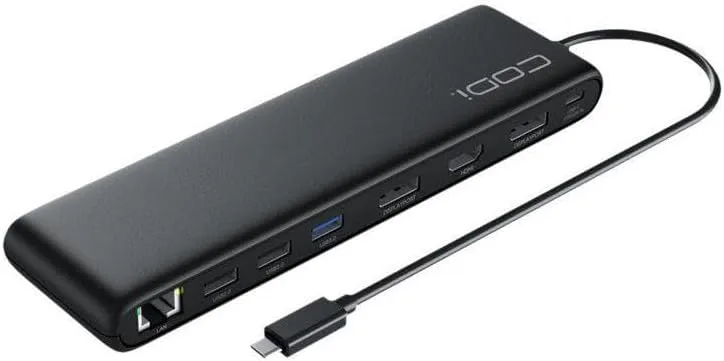 CODi Centro1201 Multi-Display USB-C Docking Station – Dual 4K MST, 85W Power Delivery, HDMI/DisplayPort, Ethernet, USB