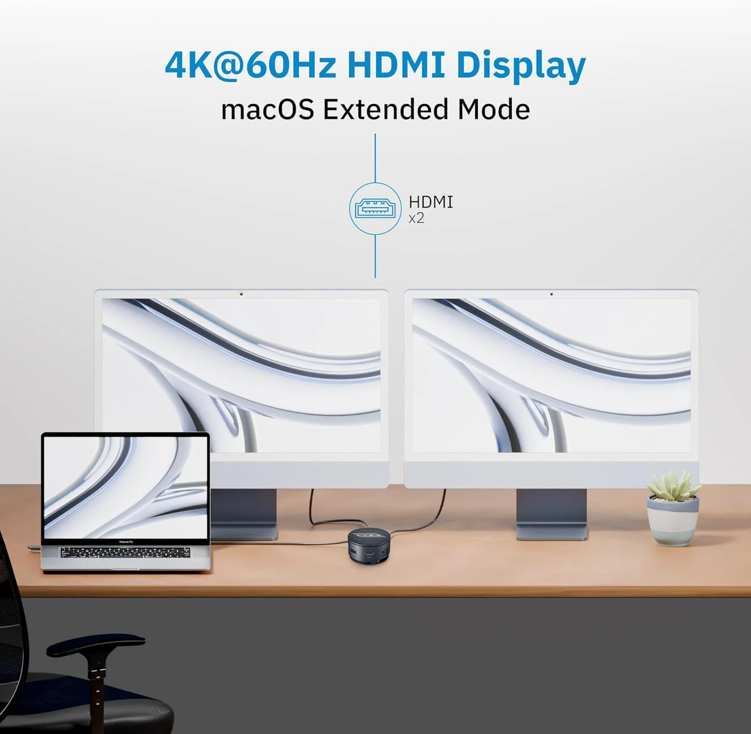 CODi CentroM3 Multi-Port USB-C Docking Station – 4K Dual HDMI, Gigabit Ethernet, 3 USB-A 3.2 Ports, PD Charging
