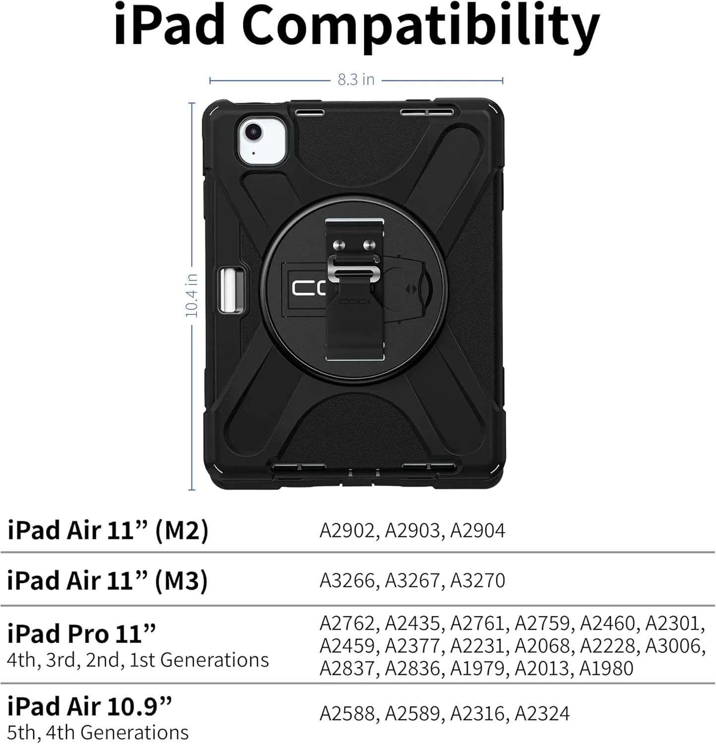 CODi Rugged Case for iPad Air 11" (M3, M2), iPad Pro 11" (4th-1st Gen), iPad Air 10.9" (5th,4th Gen) | 360° Protection