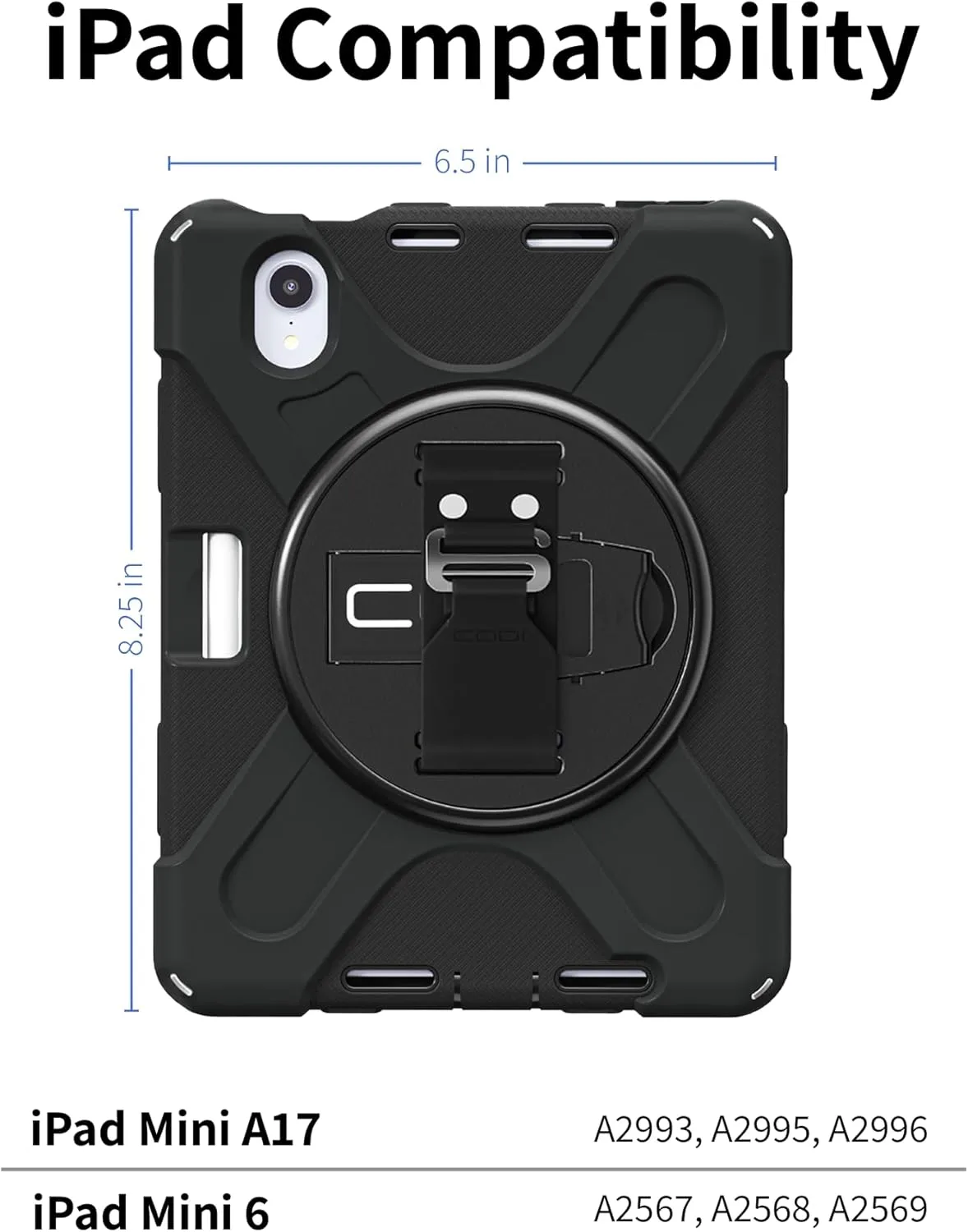 CODi Rugged Case for iPad Mini 6/iPad Mini A17 Pro | 360° Protection, Drop-Test Certified, Rotating Kickstand