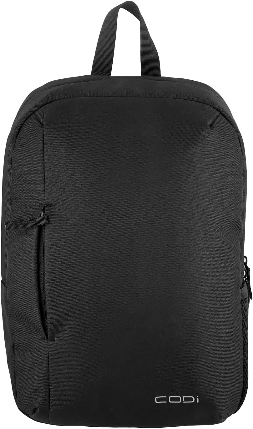 CODi Valore Lightweight 16" Laptop Backpack with Trolley Strap, Water Bottle Pocket, Padded Straps and Back – Black