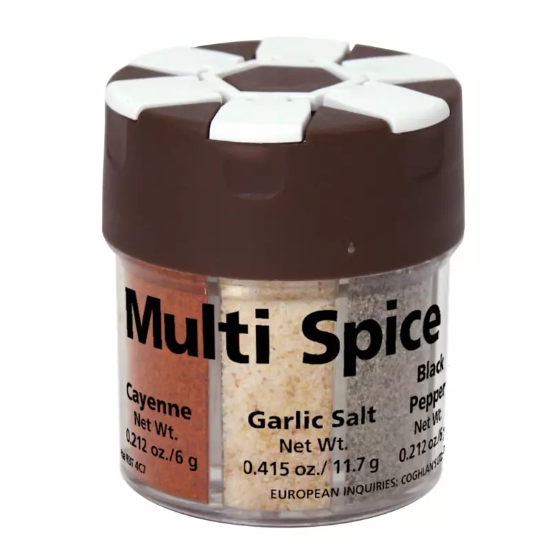 Coghlan’s Multi-Spice Shakers – Compact 6-in-1 Seasoning Containers for Camping, Travel, BBQ & Everyday Cooking – Lightweight, Portable, Mess-Free Design – Made in USA Multi-Spice 1 Pack
