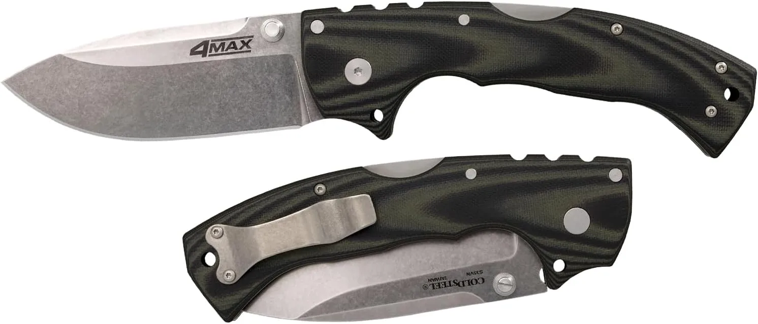 COLD STEEL 4-Max Elite 4 in S35VN Steel Blade Tactical Pocket Folding Knife w/Tri-Ad Locking Mechanism and G-10 Handle Scales