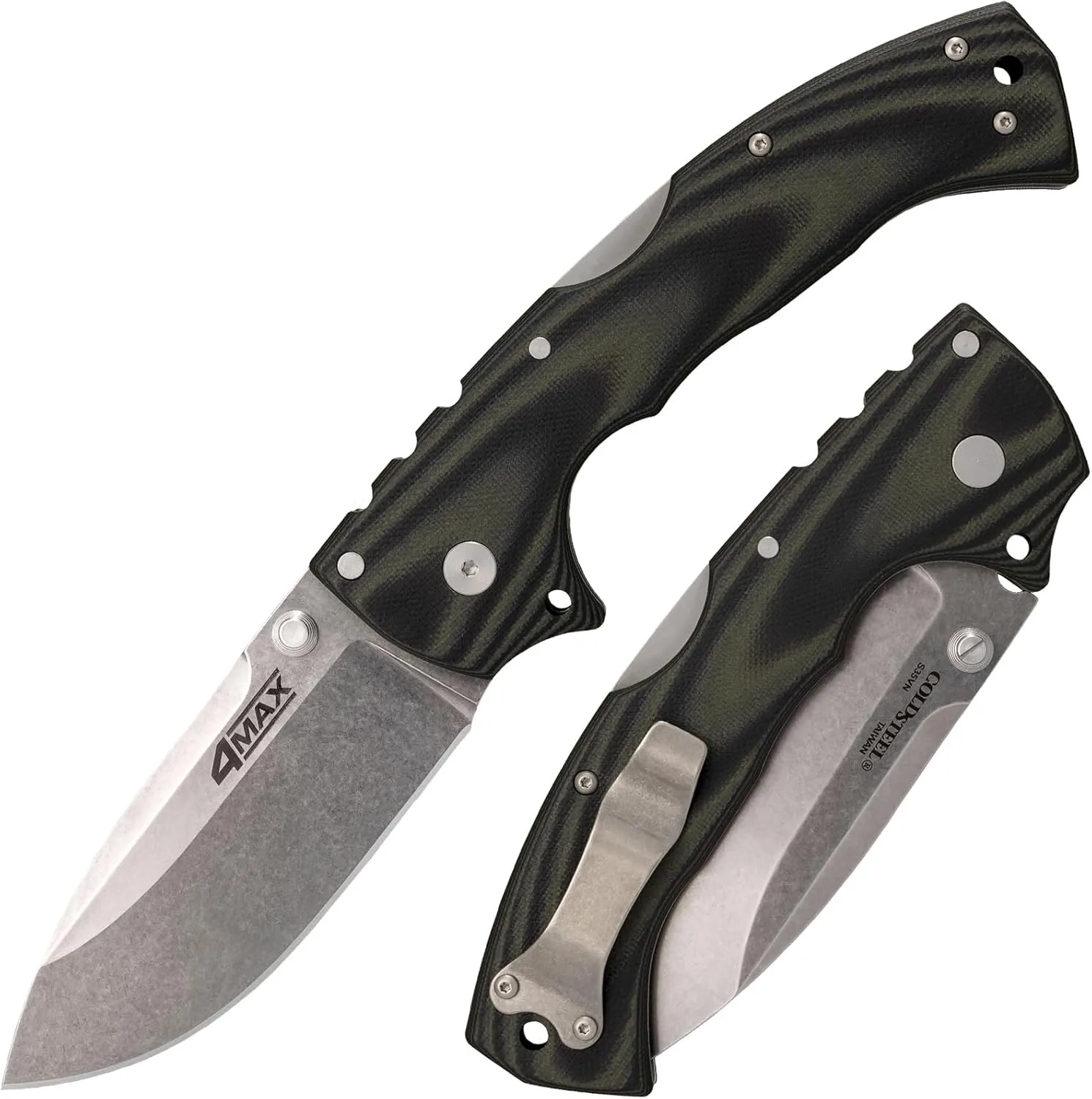 COLD STEEL 4-Max Elite 4 in S35VN Steel Blade Tactical Pocket Folding Knife w/Tri-Ad Locking Mechanism and G-10 Handle Scales