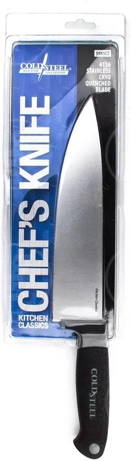Cold Steel Kitchen Classics Series Chef's Knife | German 4116 Stainless Cryo Quenched Fixed Blade Drop Point Knife | Overall