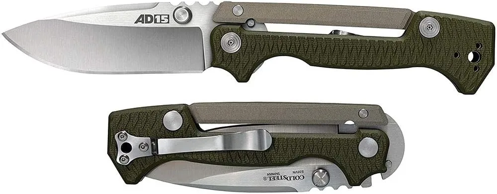 Cold Steel AD-15 3.5" S35VN Steel Ultra-Sharp Blade 5" G-10 Handle Tactical Folding Knife with Scorpion Lock and Pocket/Belt