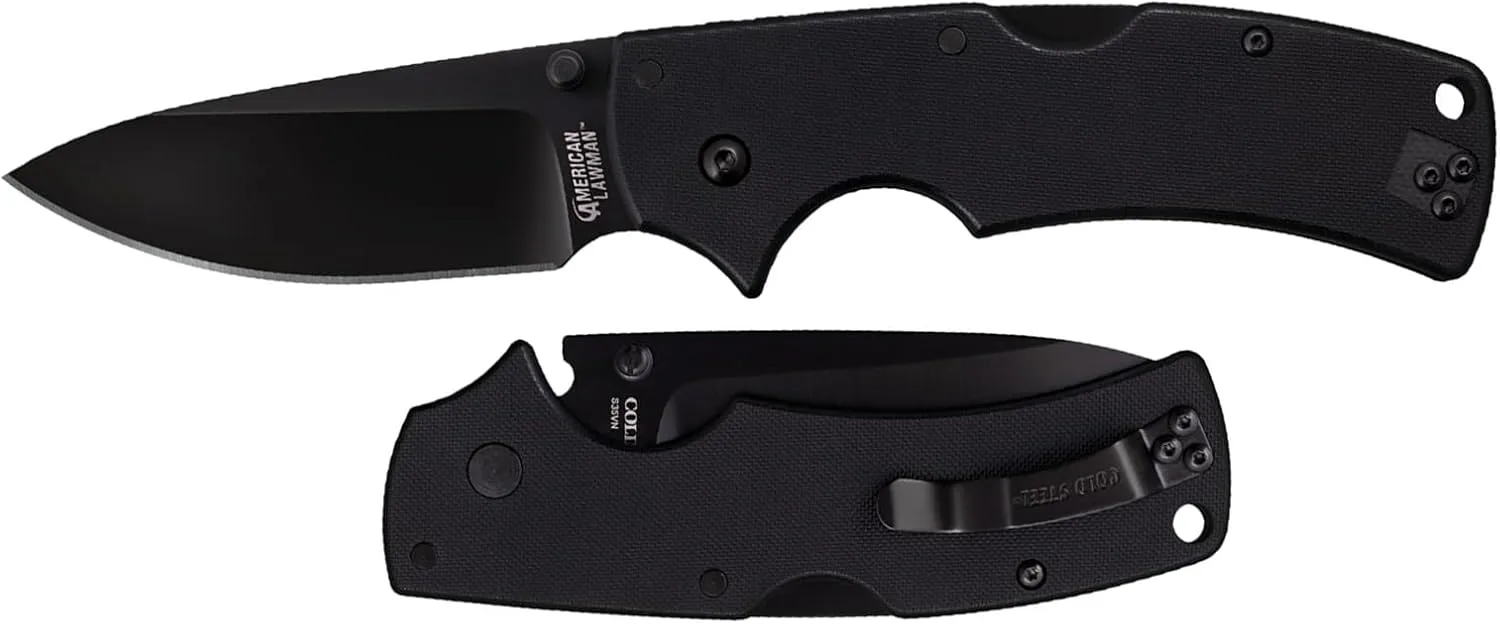 COLD STEEL American Lawman 3.5" S35VN Razor-Sharp Blade 4.625" G-10 Handle Tactical Folding Knife with Tri-Ad Lock