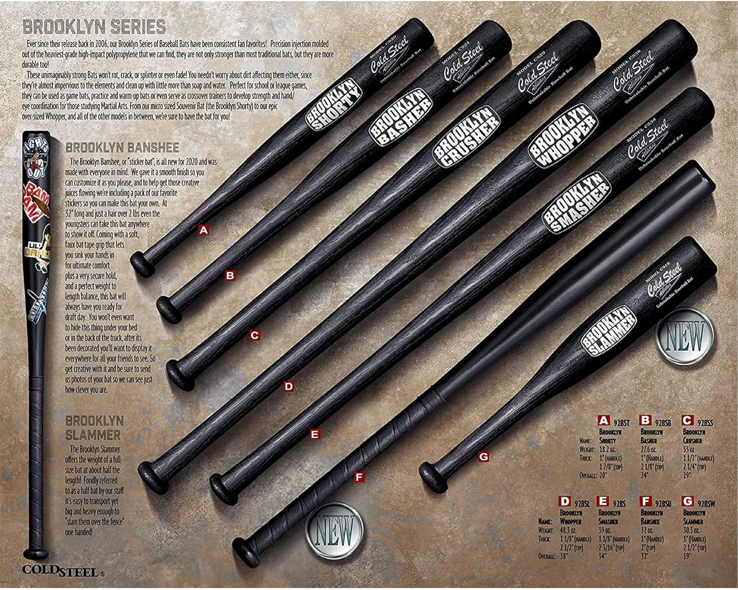 Cold Steel Brooklyn Basher 24 in Polypropylene Training Bat