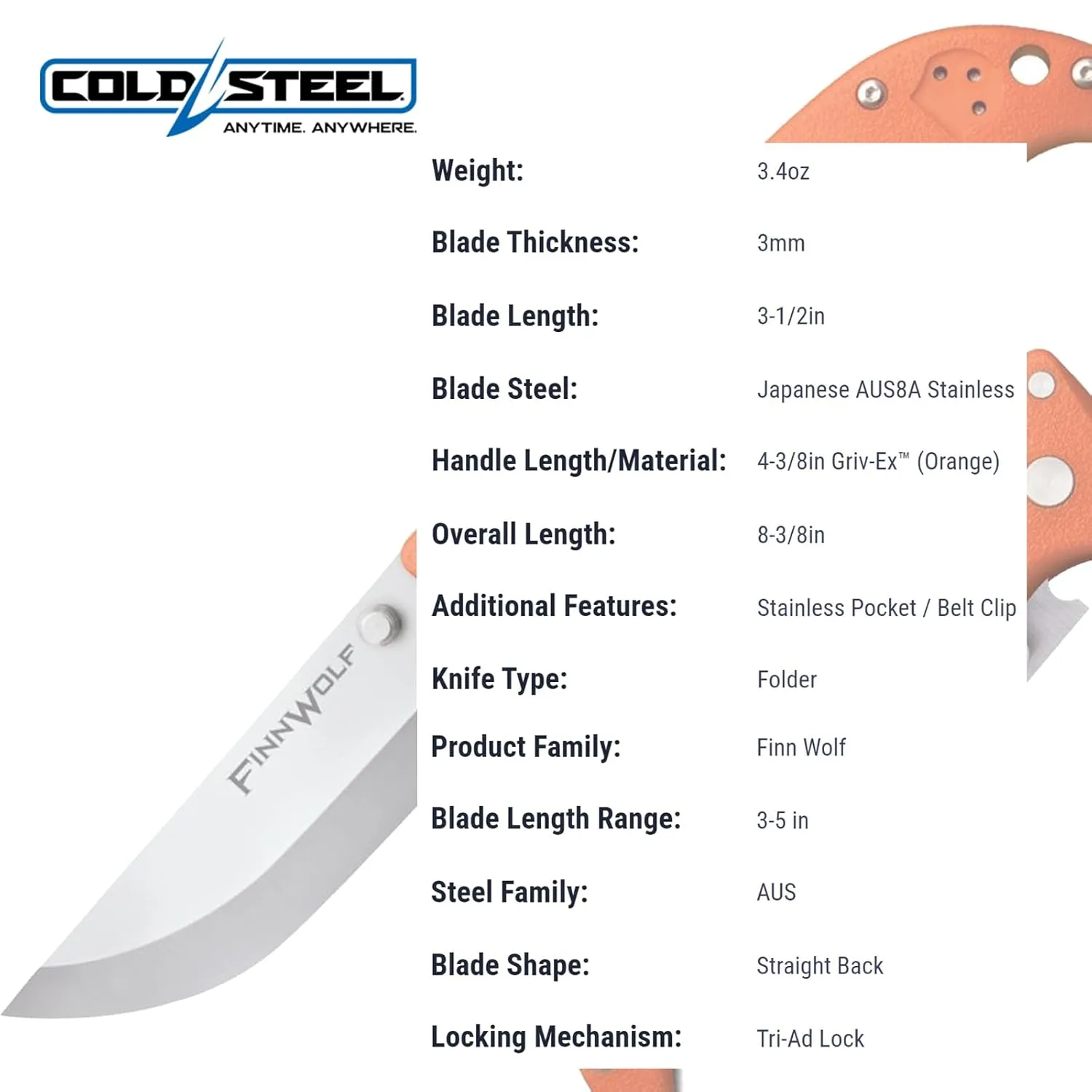 COLD STEEL Finn Wolf Folding Hunting & Camp Knife