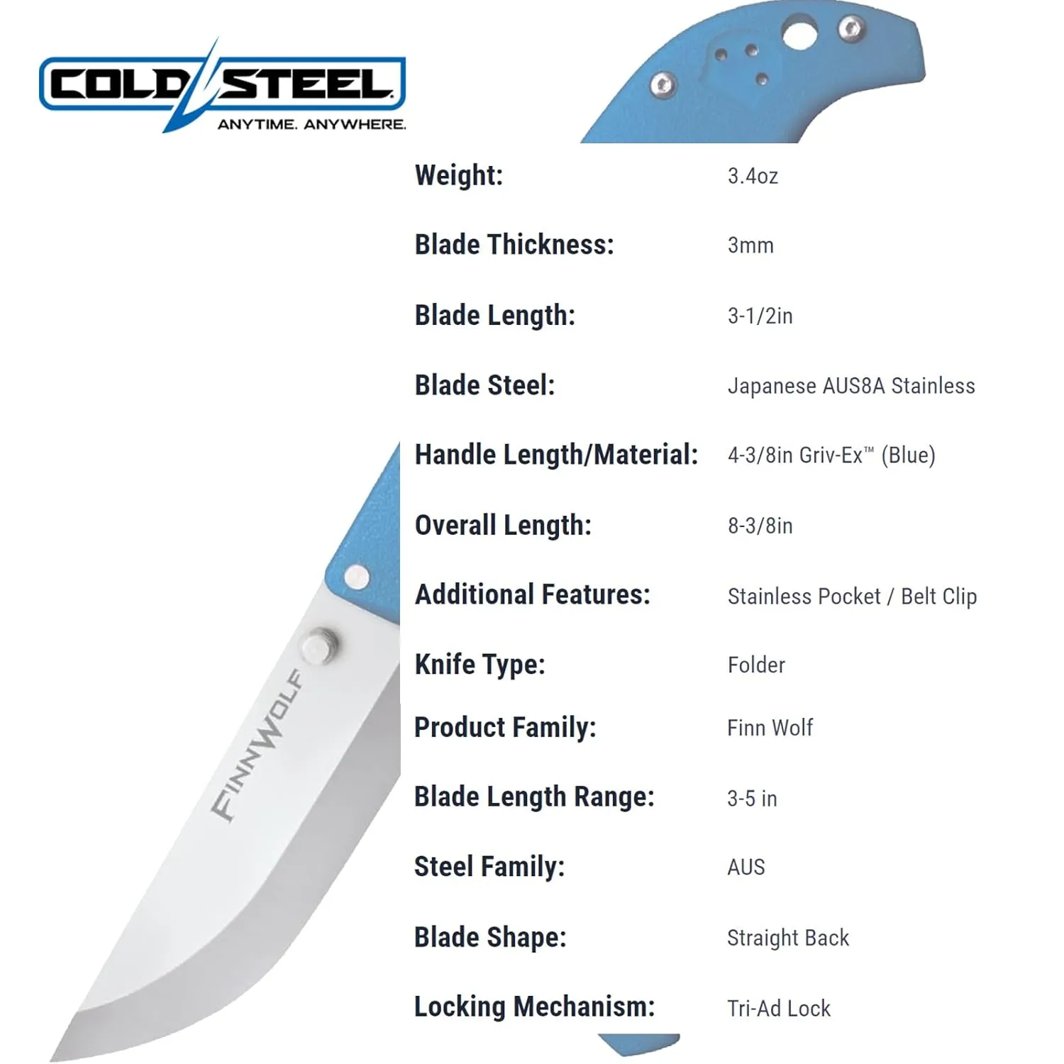 COLD STEEL Finn Wolf Folding Hunting & Camp Knife