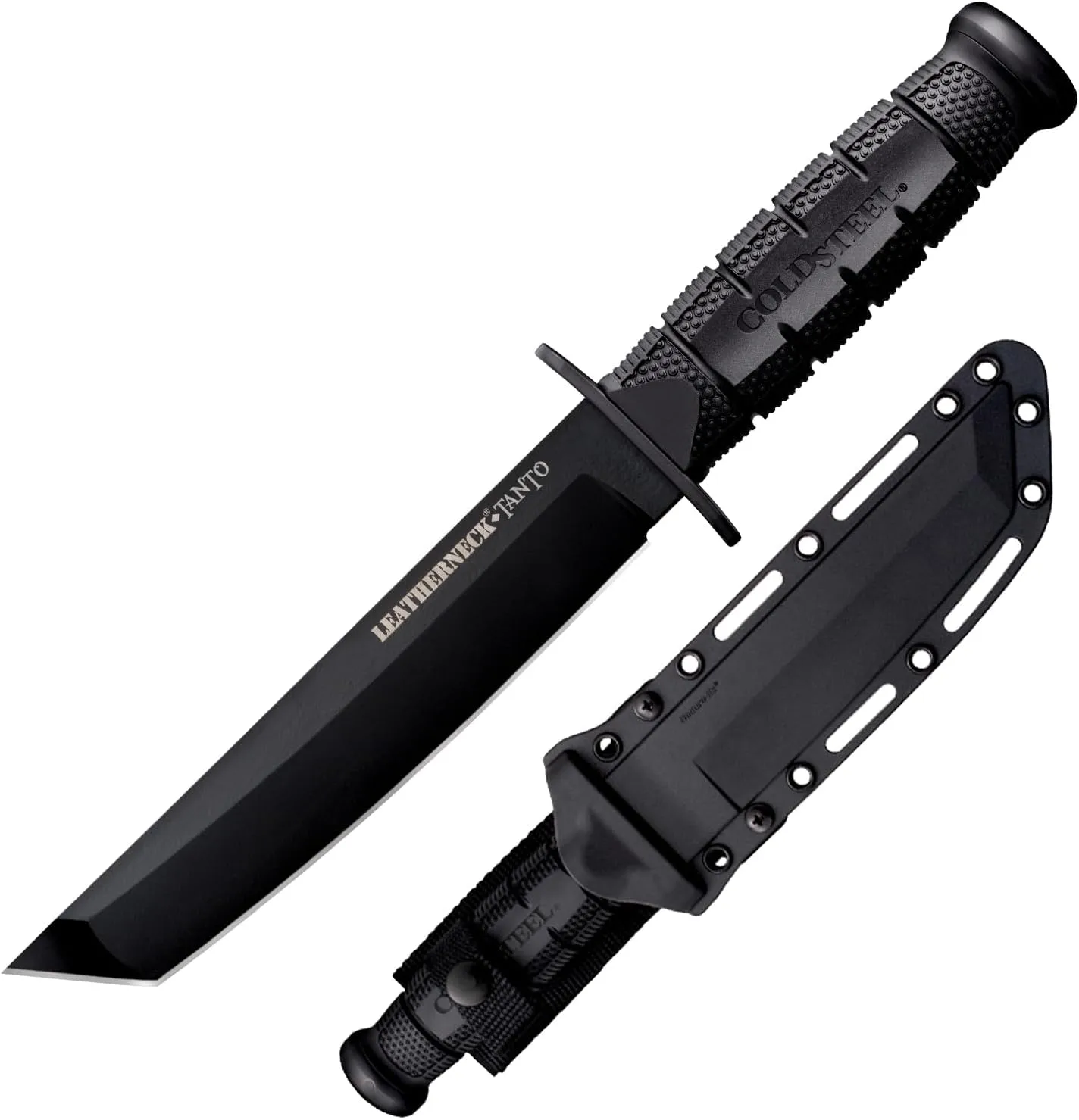 Cold Steel Leatherneck Tanto 7" German D2 Razor-Sharp Blade 5" Kray-Ex Durable Handle Tactical Military Knife withSecure-Ex
