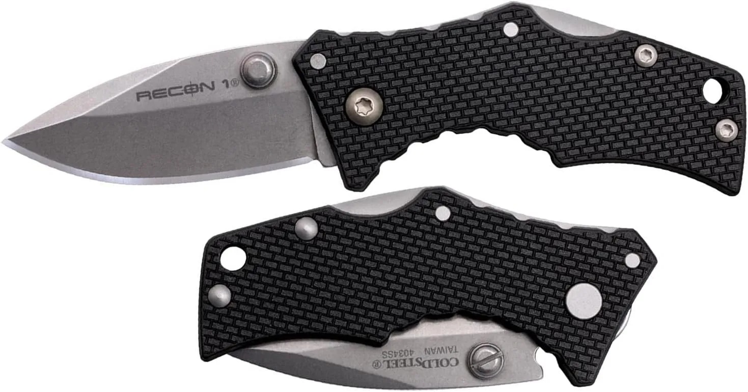 COLD STEEL Micro Recon 1 2" 4034 SS Folding Knife - Griv-Ex Handle, Tri-Ad Lock
