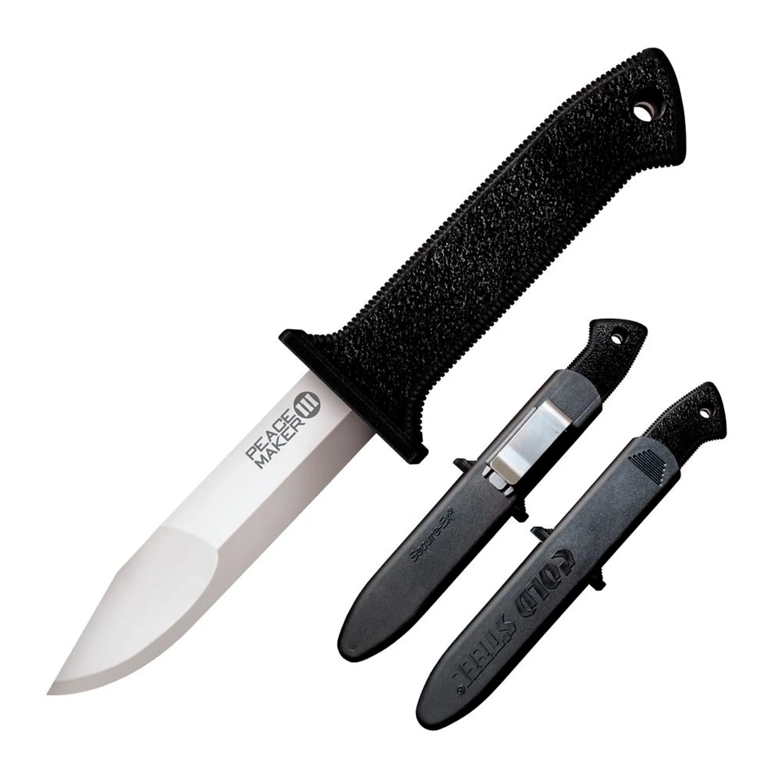 Cold Steel Peace Maker III 4" Fixed Blade 4116 Stainless Steel Clip Point Tactical Outdoor Knife, 4.5" Kray-Ex Handle