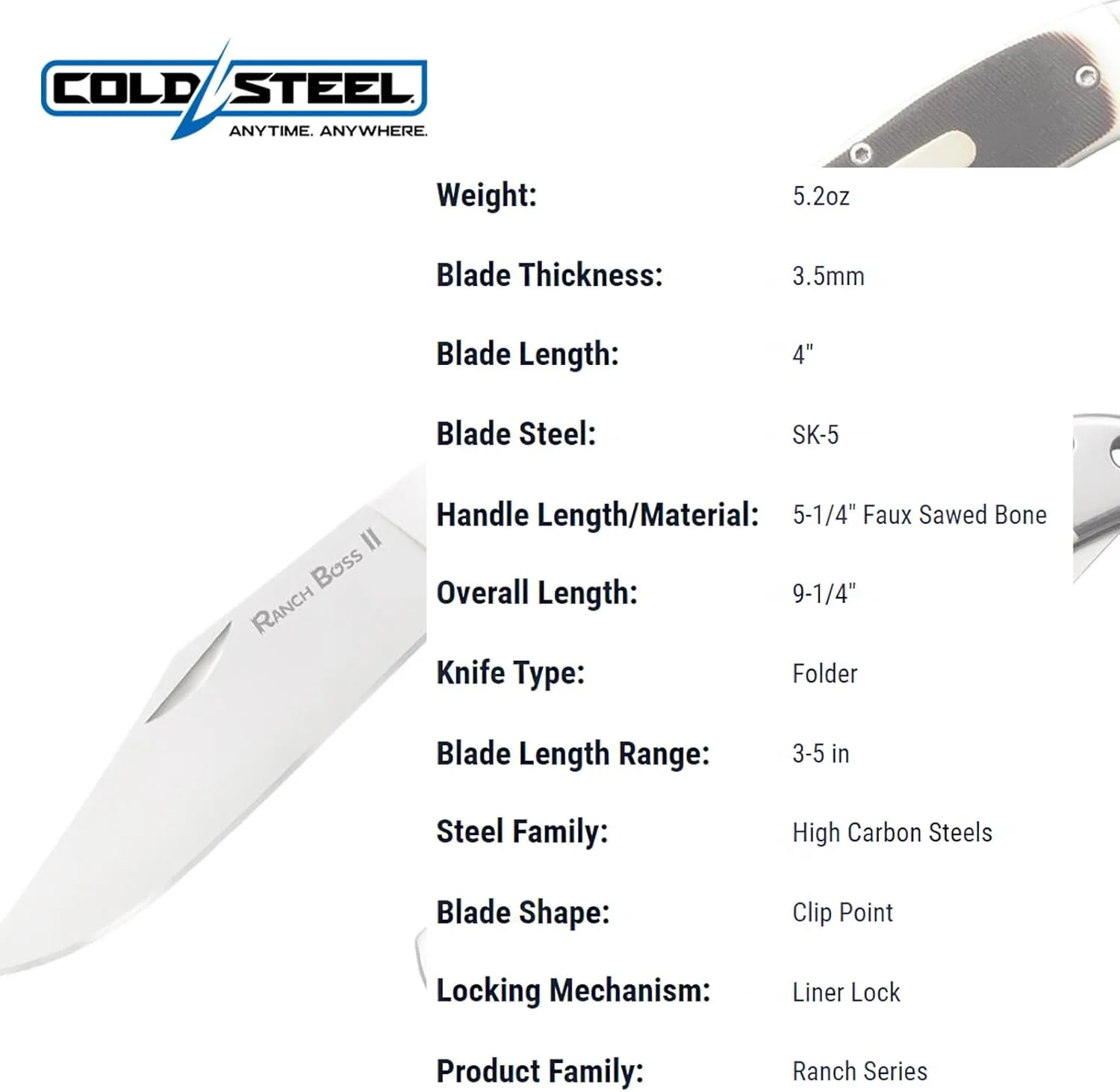COLD STEEL Ranch Boss II Folding Knife