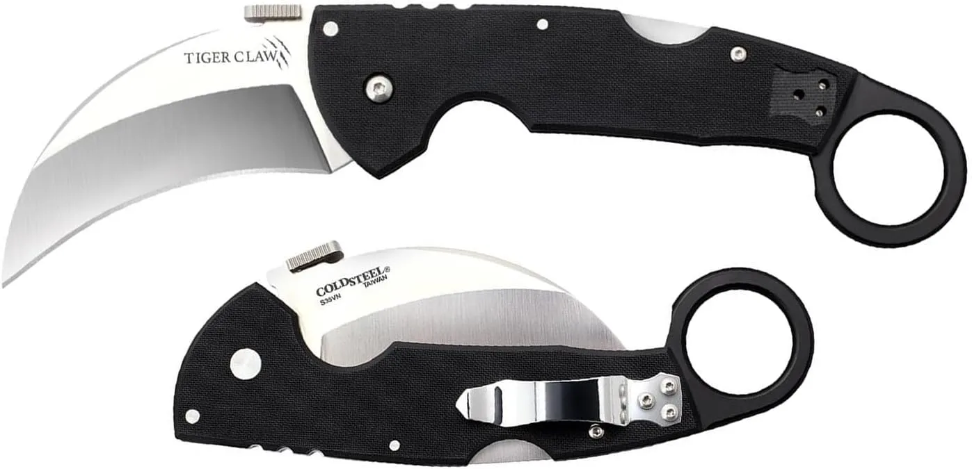 Cold Steel Tiger Claw Hawkbill Folding Knife with S35VN and G-10 Handle