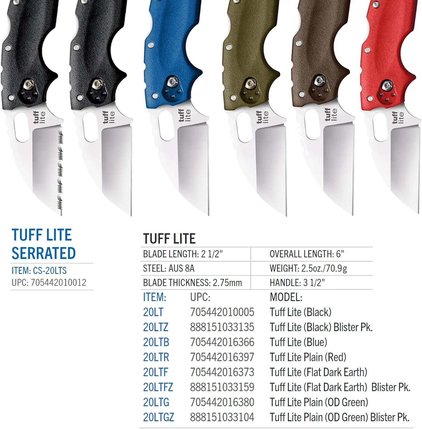 COLD STEEL Tuff Lite Plain Blade Pocket Folding Knife