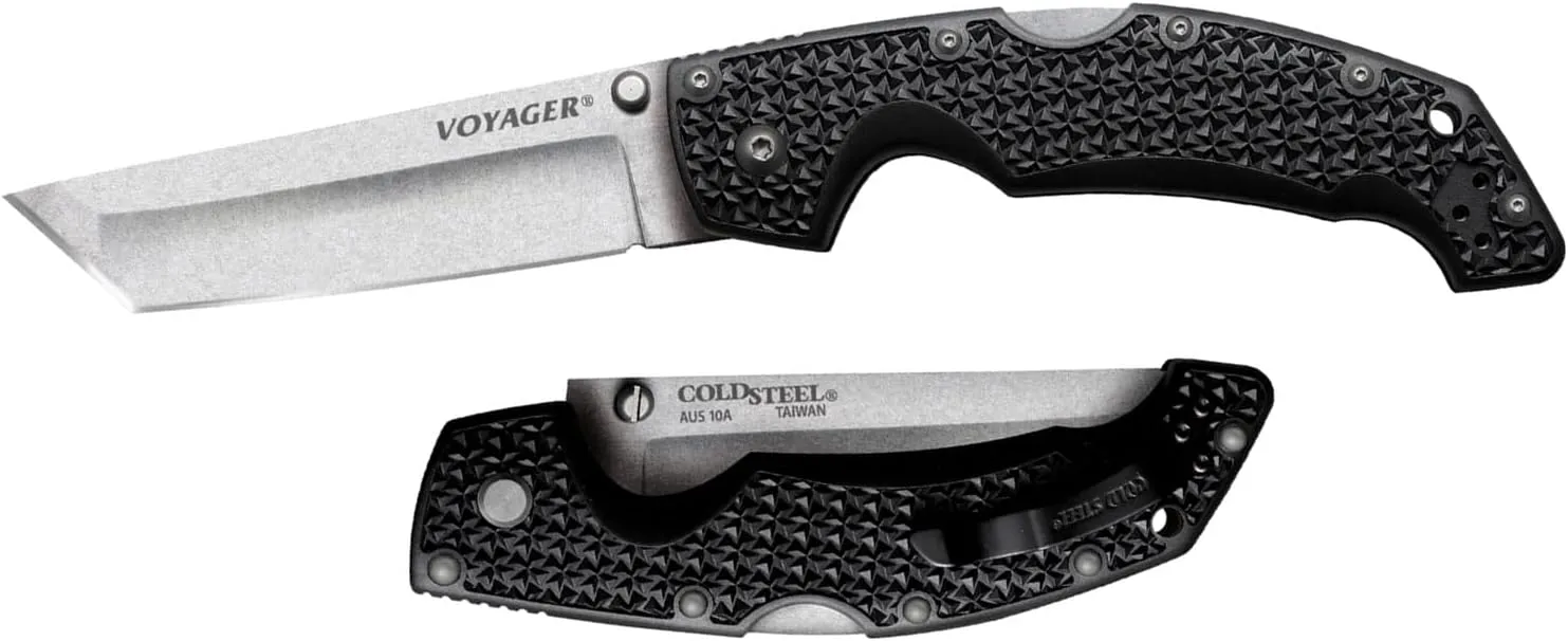 Cold Steel Voyager Large Folding Knife with Griv-Ex Handle and Tri-Ad Lock