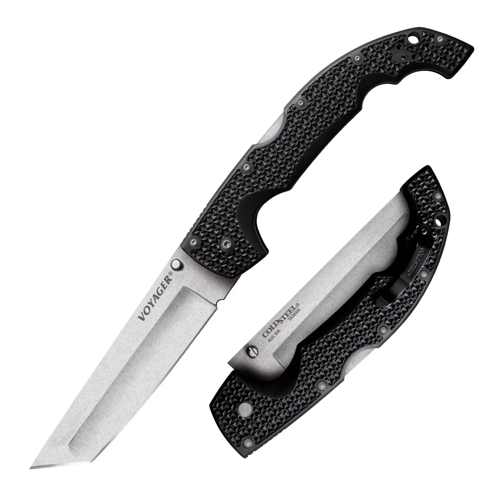 COLD STEEL XL Voyager 5.5 AUS10A Tanto Folding Knife with Griv-Ex Handle & Tri-Ad Lock