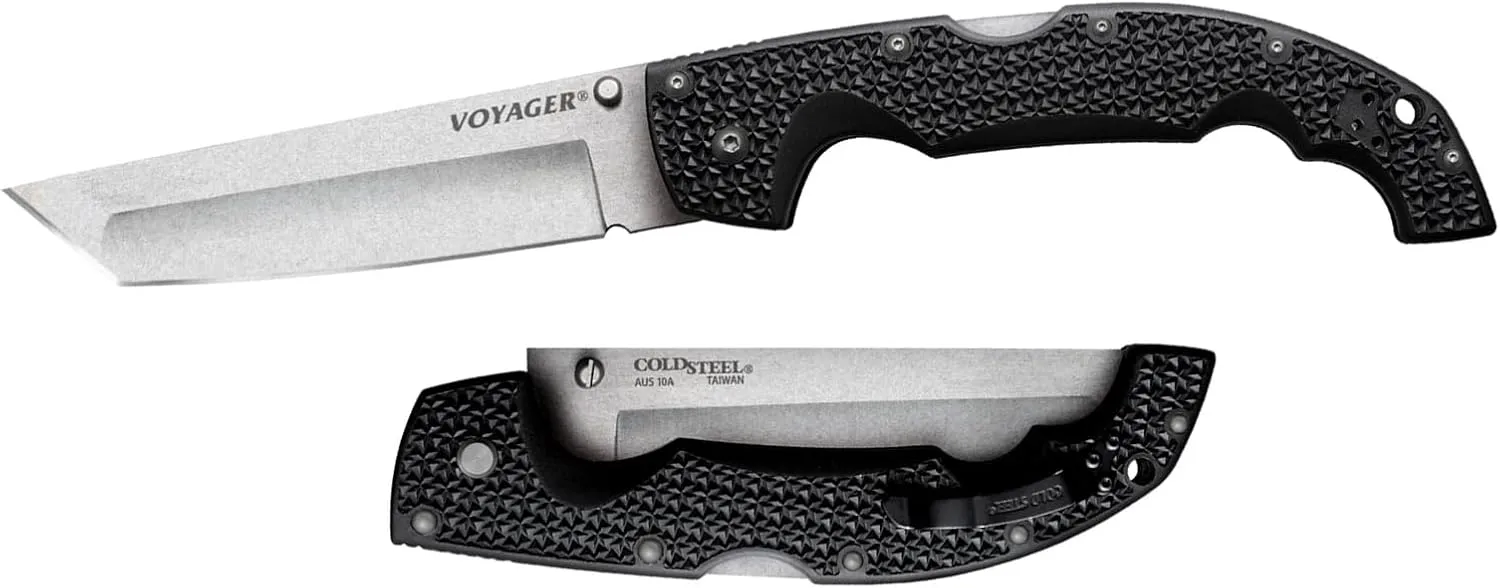 COLD STEEL XL Voyager 5.5 AUS10A Tanto Folding Knife with Griv-Ex Handle & Tri-Ad Lock