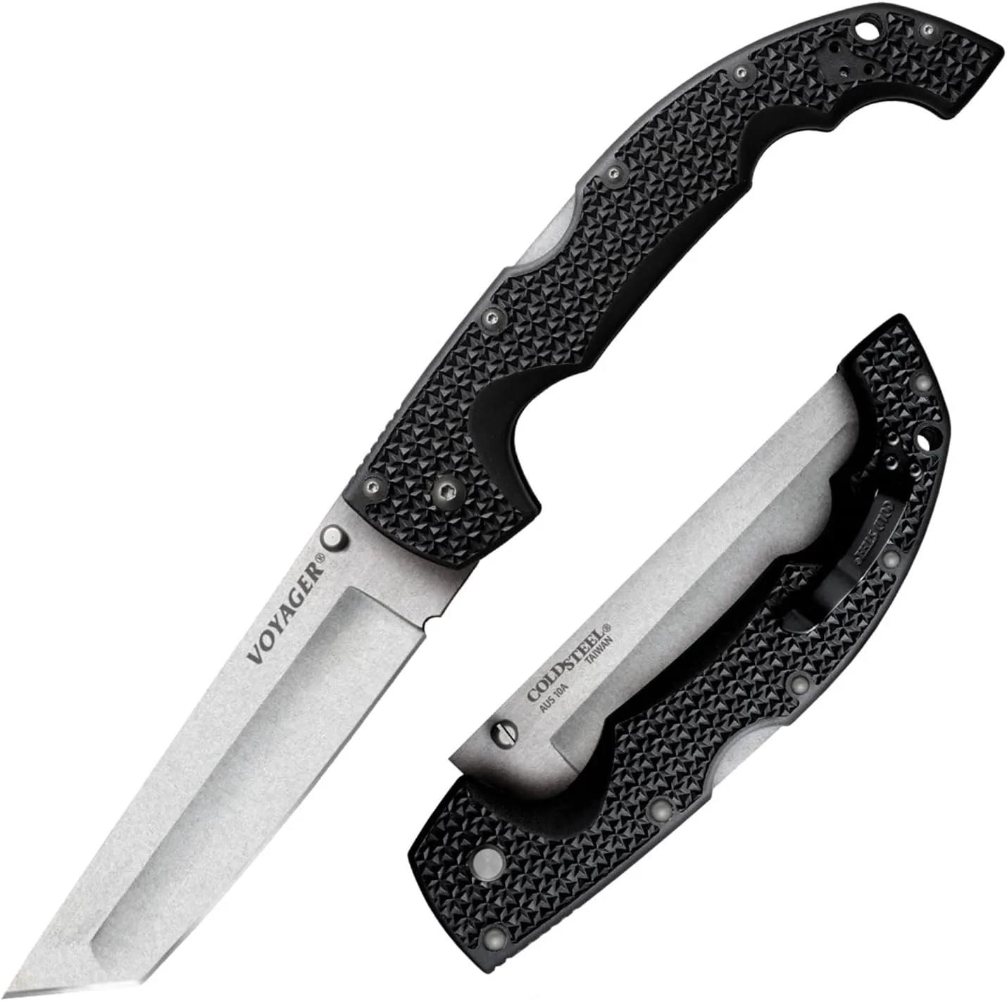 COLD STEEL XL Voyager 5.5 AUS10A Tanto Folding Knife with Griv-Ex Handle & Tri-Ad Lock